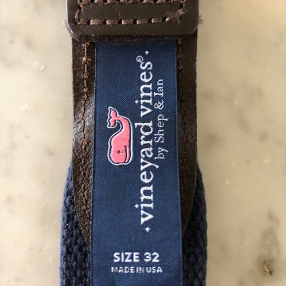 VINEYARD VINES  Marlin Print Canvas Club Leather Trim Belt 32 - Picture 13 of 15